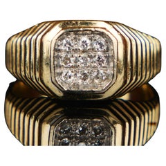 Anillo Unisex Acabado Vintage Diamantes macizo Oro 14K ØUS 6.25 /4.4gr