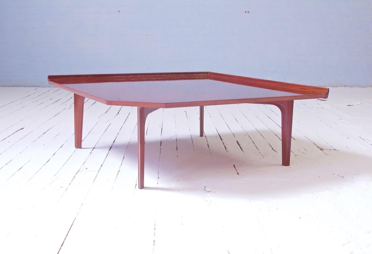 Danish Vintage Finn Juhl for France & Søn Coffee Table in Teak with Metal Inlay, 1950's