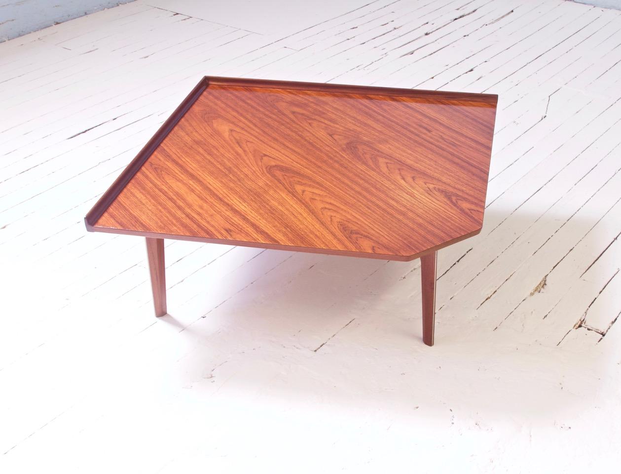 Mid-20th Century Vintage Finn Juhl for France & Søn Coffee Table in Teak with Metal Inlay, 1950's