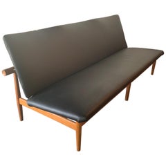 Vintage Finn Juhl "Japan" Sofa Black Leather and Teak