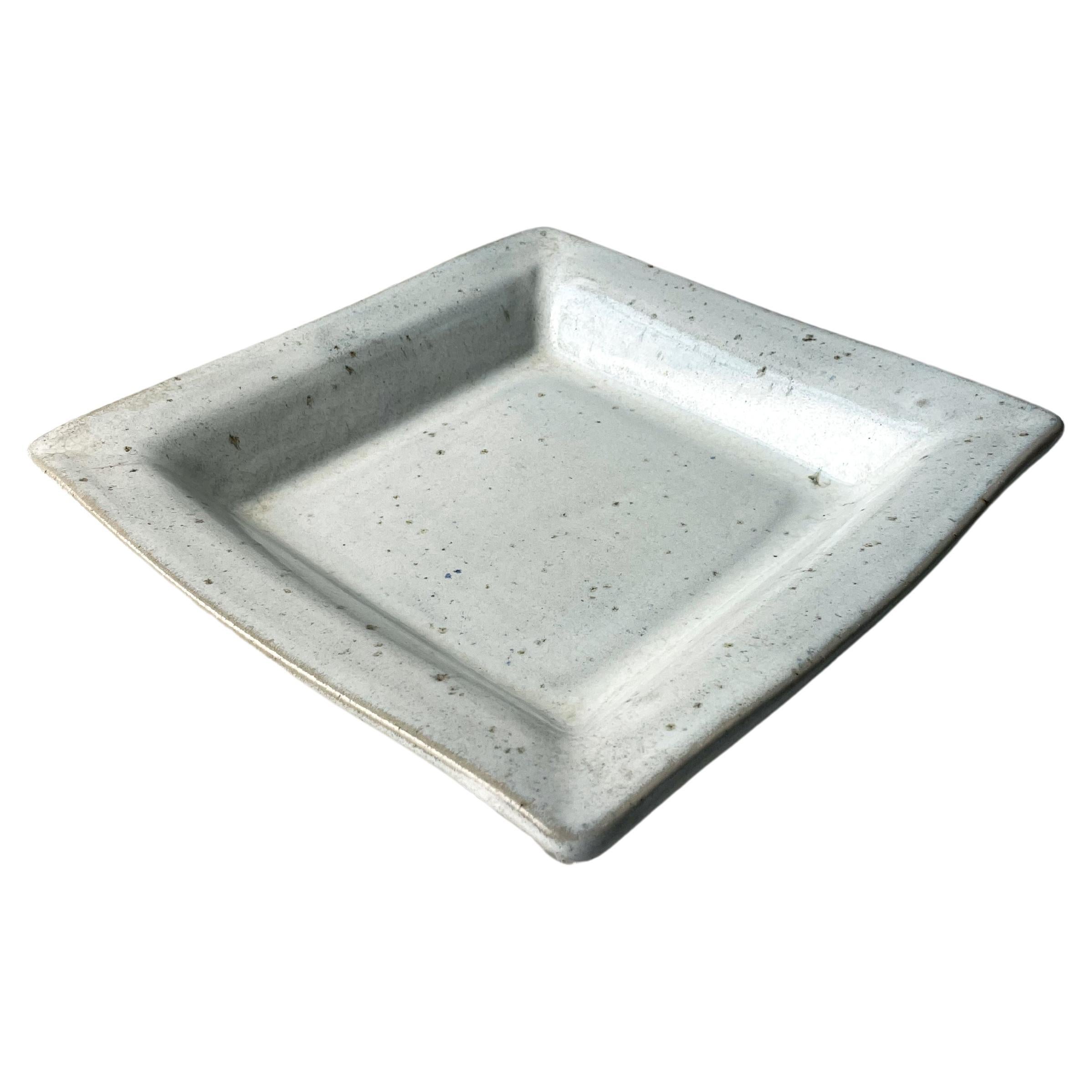 Vintage Lynggaard Light Gray Ceramic Square Bowl Plate, 1960s For Sale