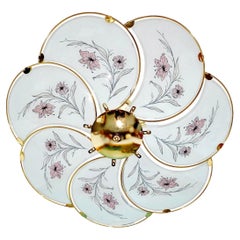 Vintage Finnish Ceiling Lamp with Floral Curved Glass Panels, 1980s