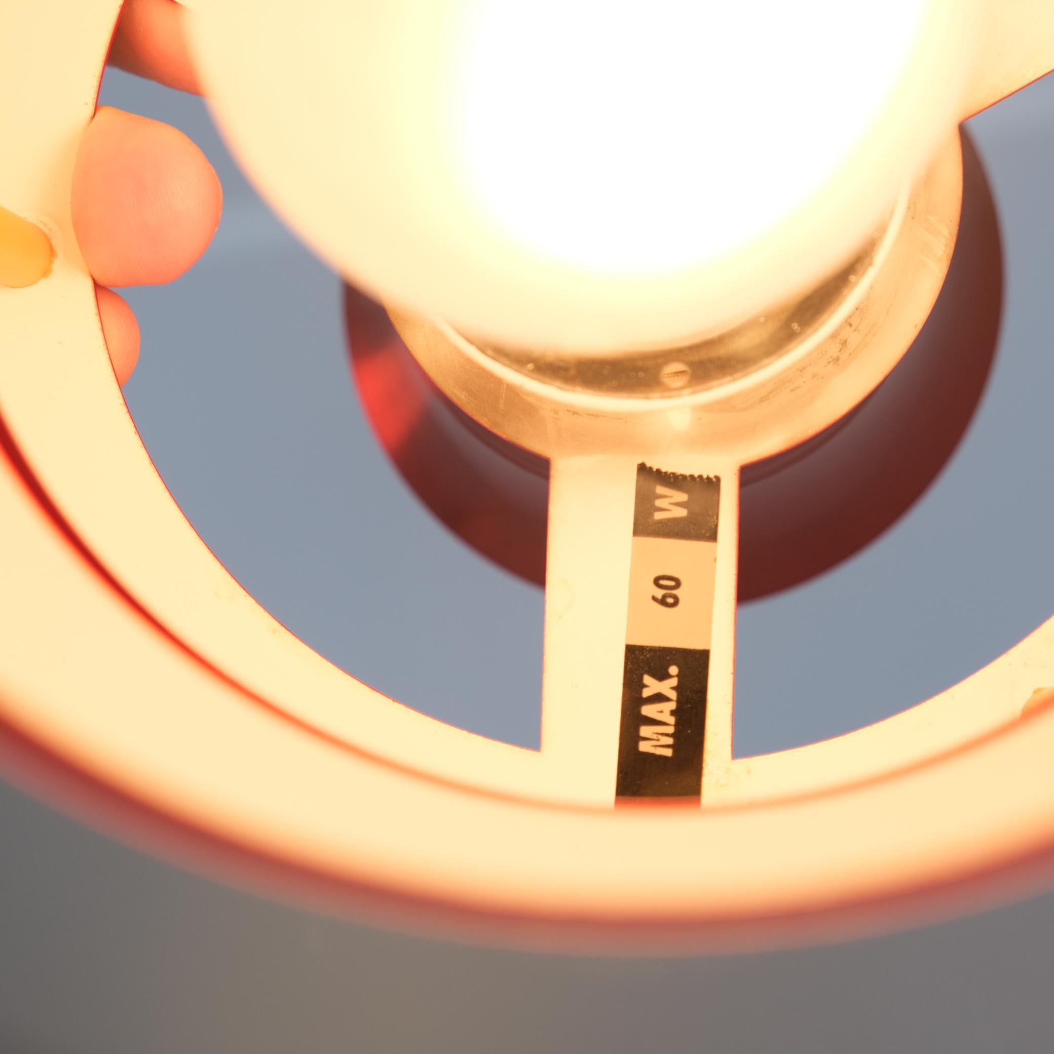 Vintage Finnish Design Layered Ceiling Lamp, Glossy Red, Attr. Kai Ruokonen 1960 For Sale 3