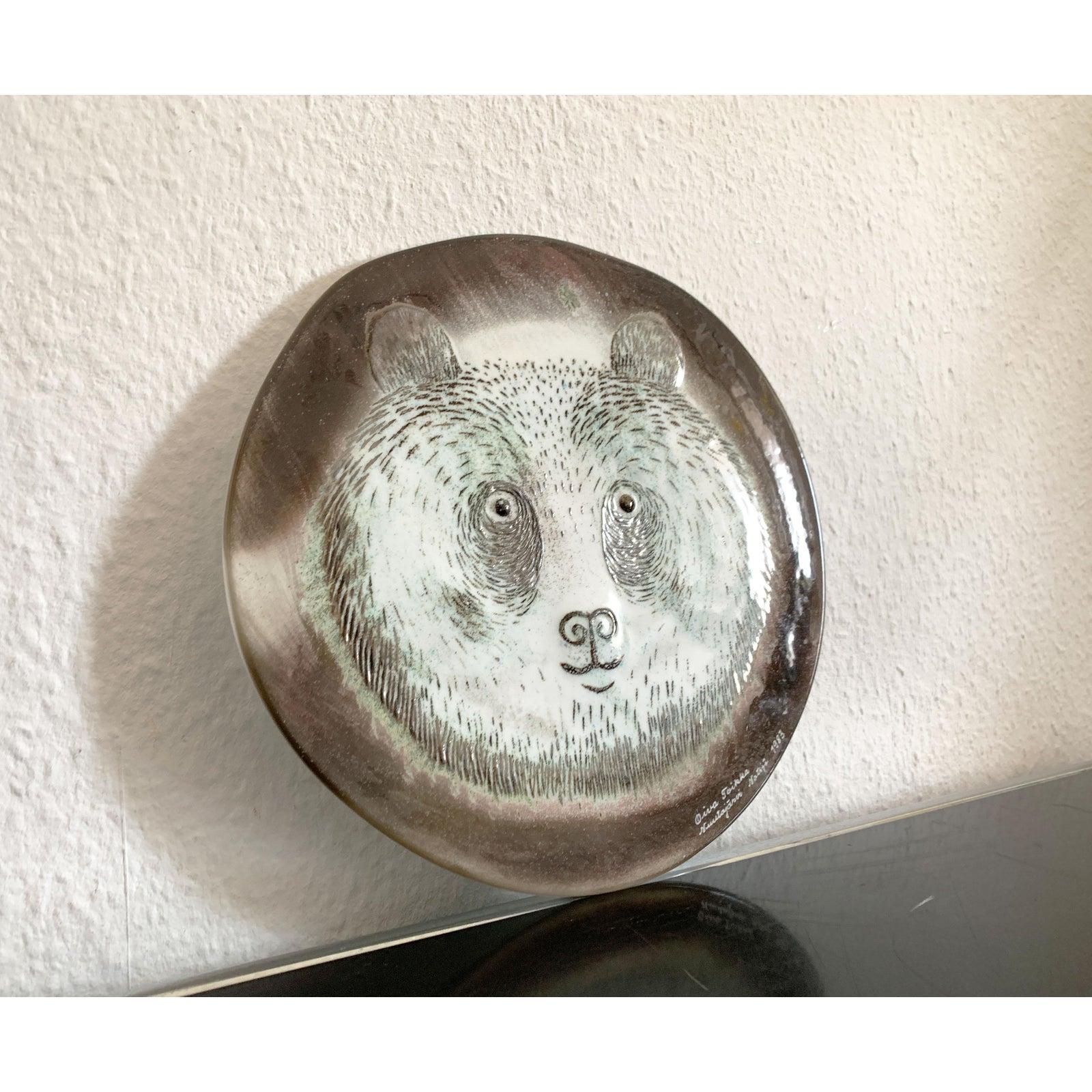 Piatto in vetro d'epoca finlandese della serie Fauna Fennica Bear di Oiva Toikka in vendita 1