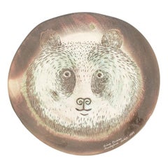 Vintage Finnish Fauna Fennica Series Bear Glass Plate by Oiva Toikka