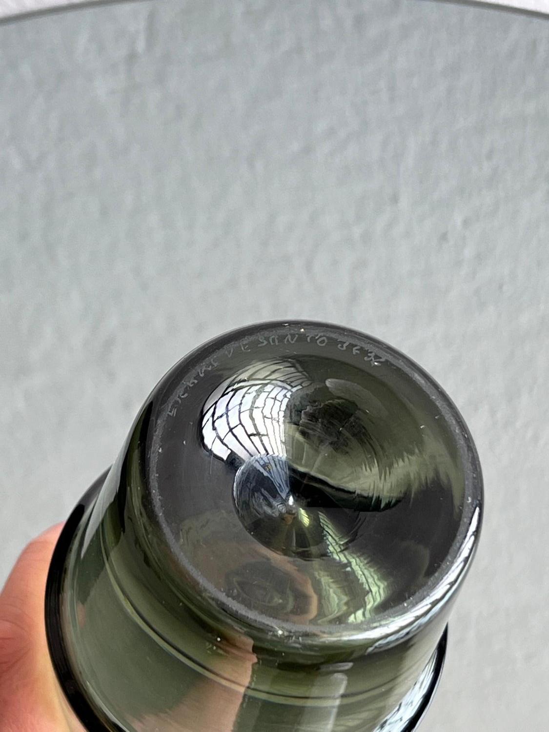 Vintage Finnish Glass Vase by Erkki Vesanto, Signed, Rare Collectible Decorative In Good Condition For Sale In Milano, IT