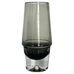 Jarrón de cristal finlandés vintage de Erkki Vesanto, firmado, raro coleccionable decorativo