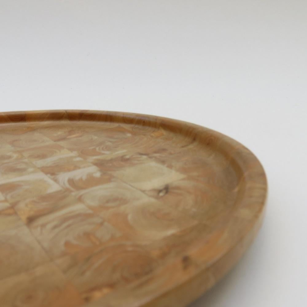 20th Century Vintage Finnish Hand Produced Juniper Wooden Block Tray Plate, Finland