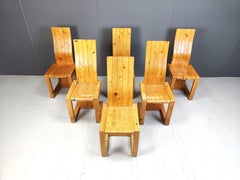 Vintage Finnish Pine wood dining chairs, 1970s
