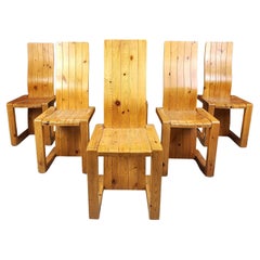 Vintage Finnish Pine wood dining chairs, 1970s