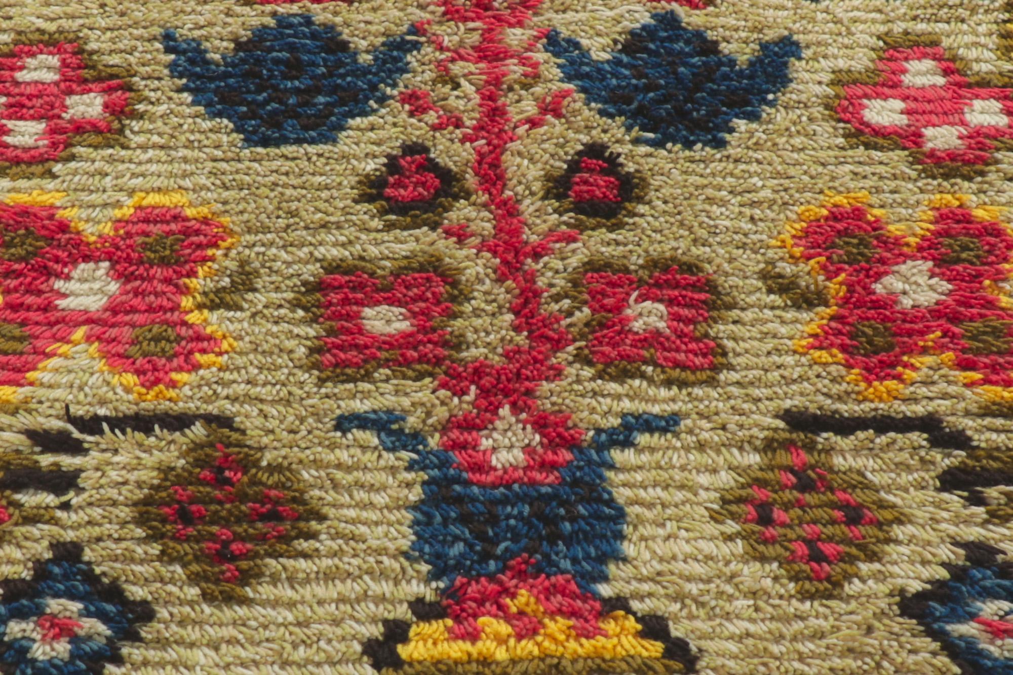 Wool Vintage Finnish Porin Tienoot Ryijy Rug For Sale
