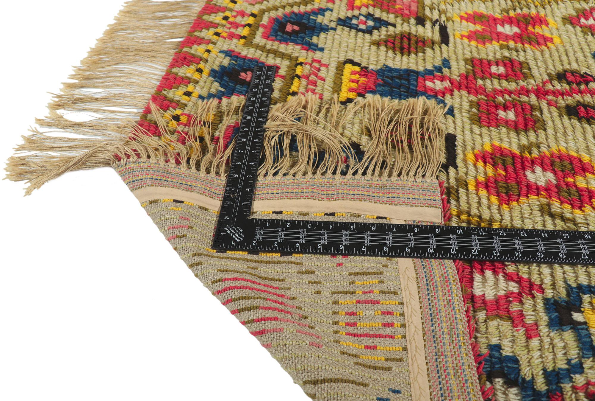 Vintage Finnish Porin Tienoot Ryijy Rug For Sale 1