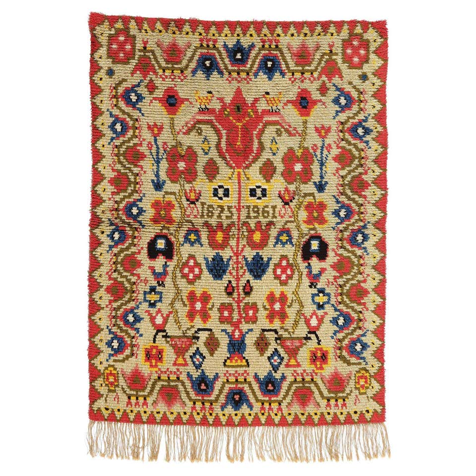 Vintage Finnish Rya Ryijy Rug For Sale at 1stDibs