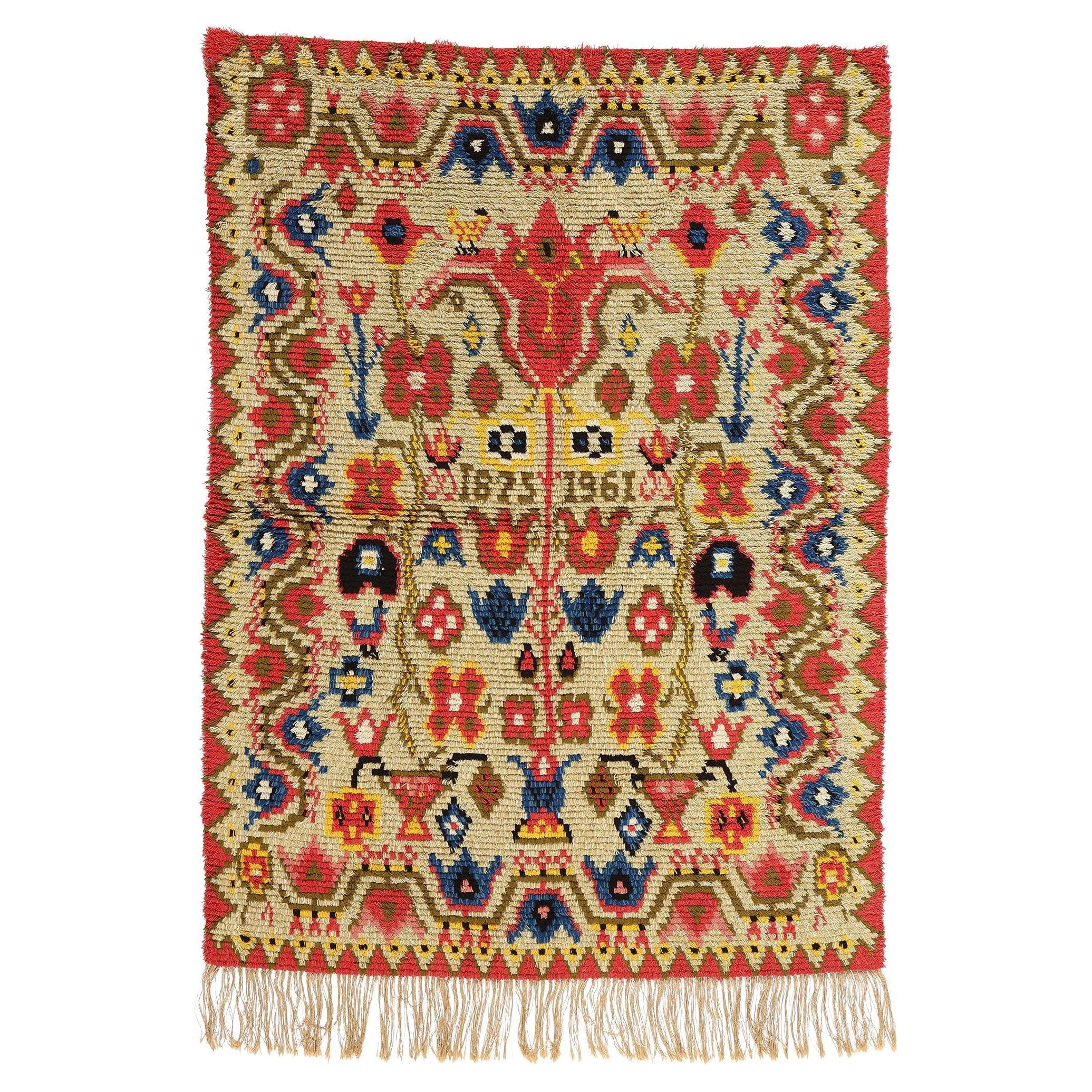 Vintage Finnish Rya Ryijy Rug For Sale At 1stDibs