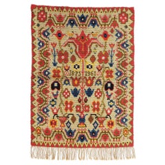 Vintage Finnish Porin Tienoot Ryijy Rug