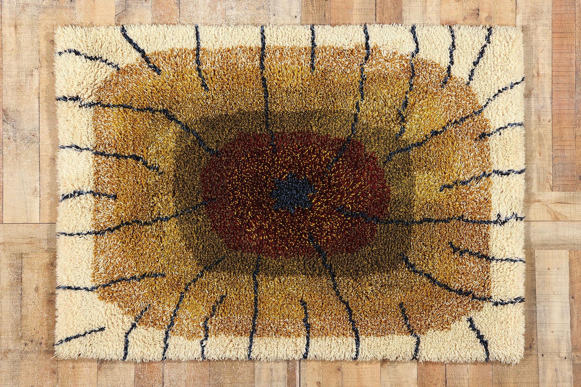 Wool Vintage Finnish Pyörylät Ryijy Rug by Laila Seppä For Sale