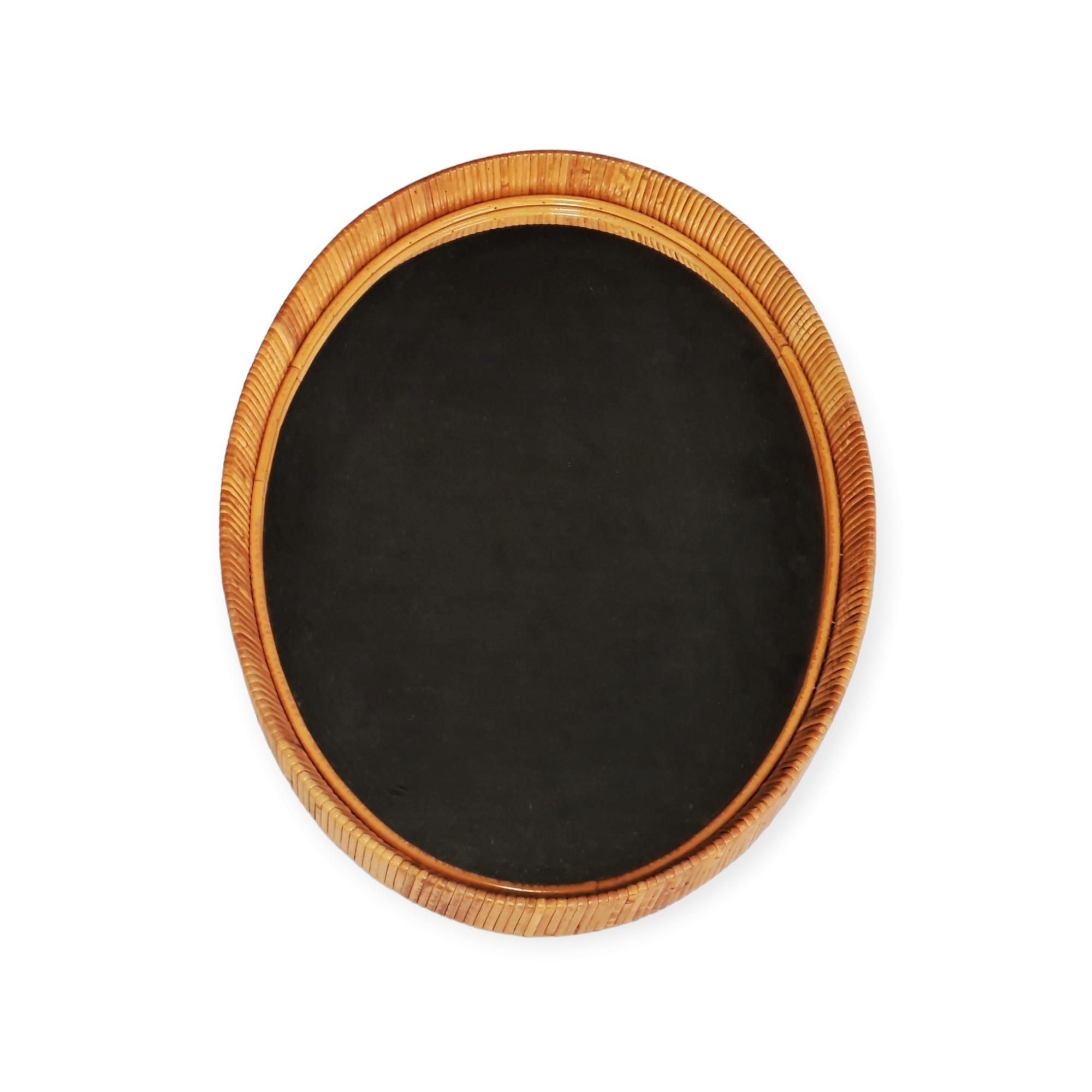 Vintage Finnish Rattan Oval Mirror For Sale 4