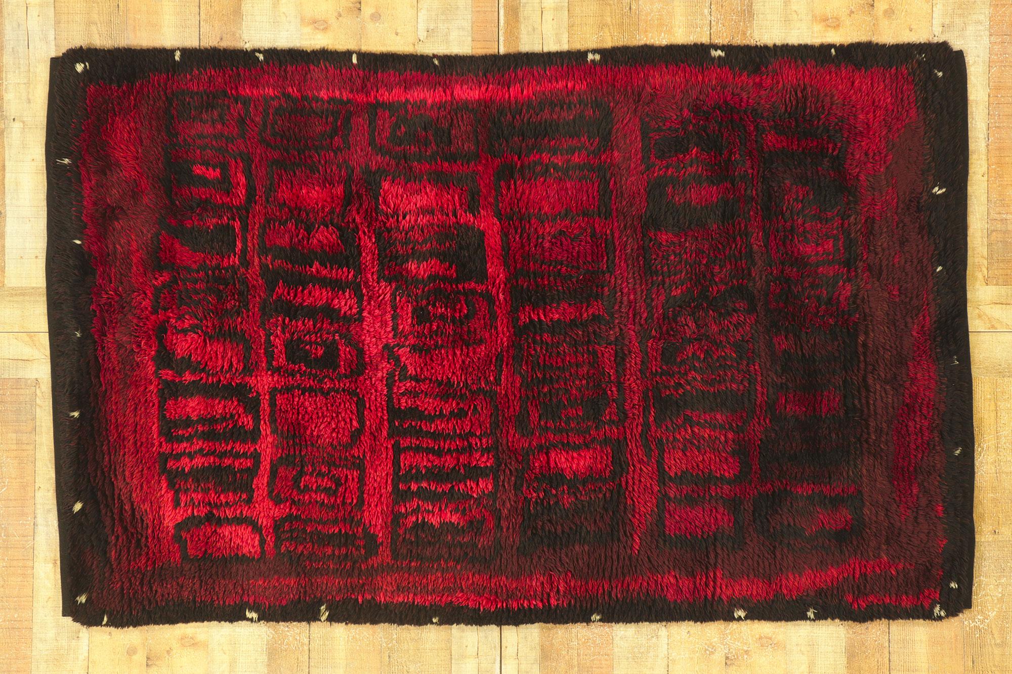 Signed 1963 Kirsti Ilvessalo Finnish Ryijy Carpet, Punainen Syksy Red Autumn For Sale 2