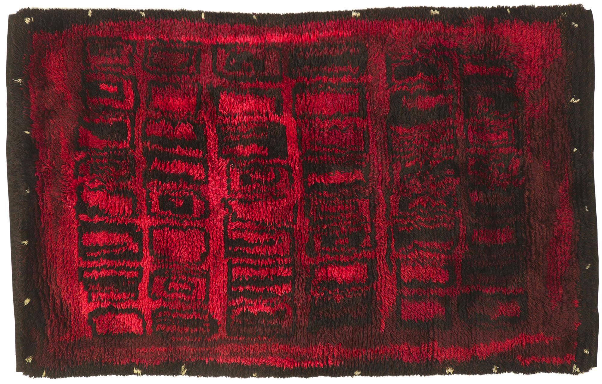 Firmado 1963 Kirsti Ilvessalo Alfombra finlandesa Ryijy, Punainen Syksy Rojo Otoño en venta 3