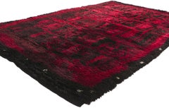 Tapis finlandais Ryijy signé Kirsti Ilvessalo, rouge Syksy automne 1963