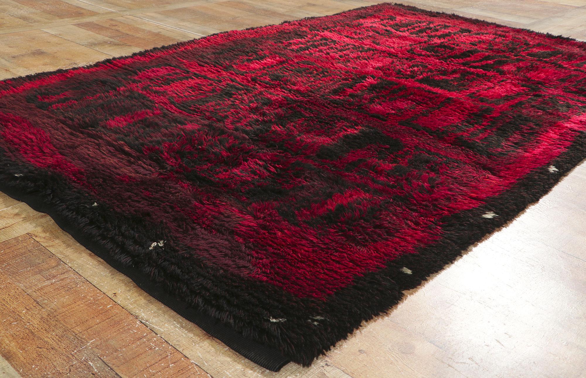20th Century Signed 1963 Kirsti Ilvessalo Finnish Ryijy Carpet, Punainen Syksy Red Autumn For Sale