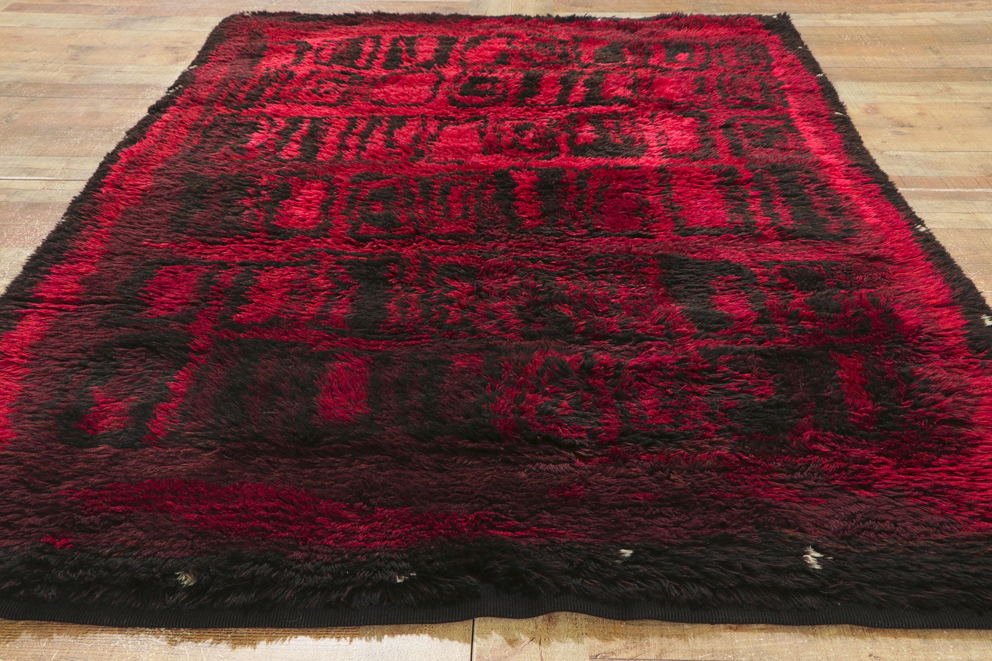 Wool Signed 1963 Kirsti Ilvessalo Finnish Ryijy Carpet, Punainen Syksy Red Autumn For Sale