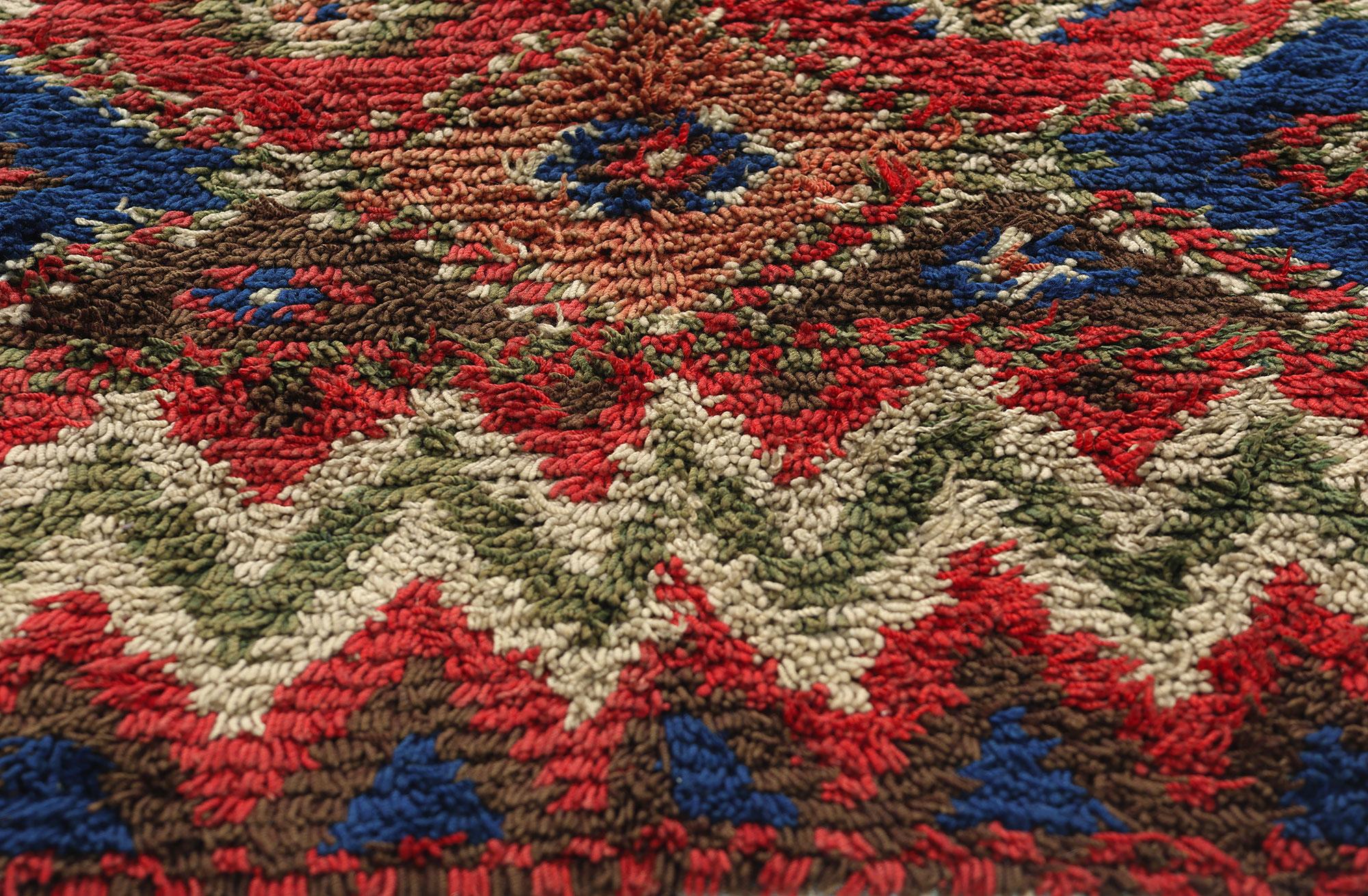 Hand-Knotted Vintage Finnish Rya Ryijy Rug For Sale