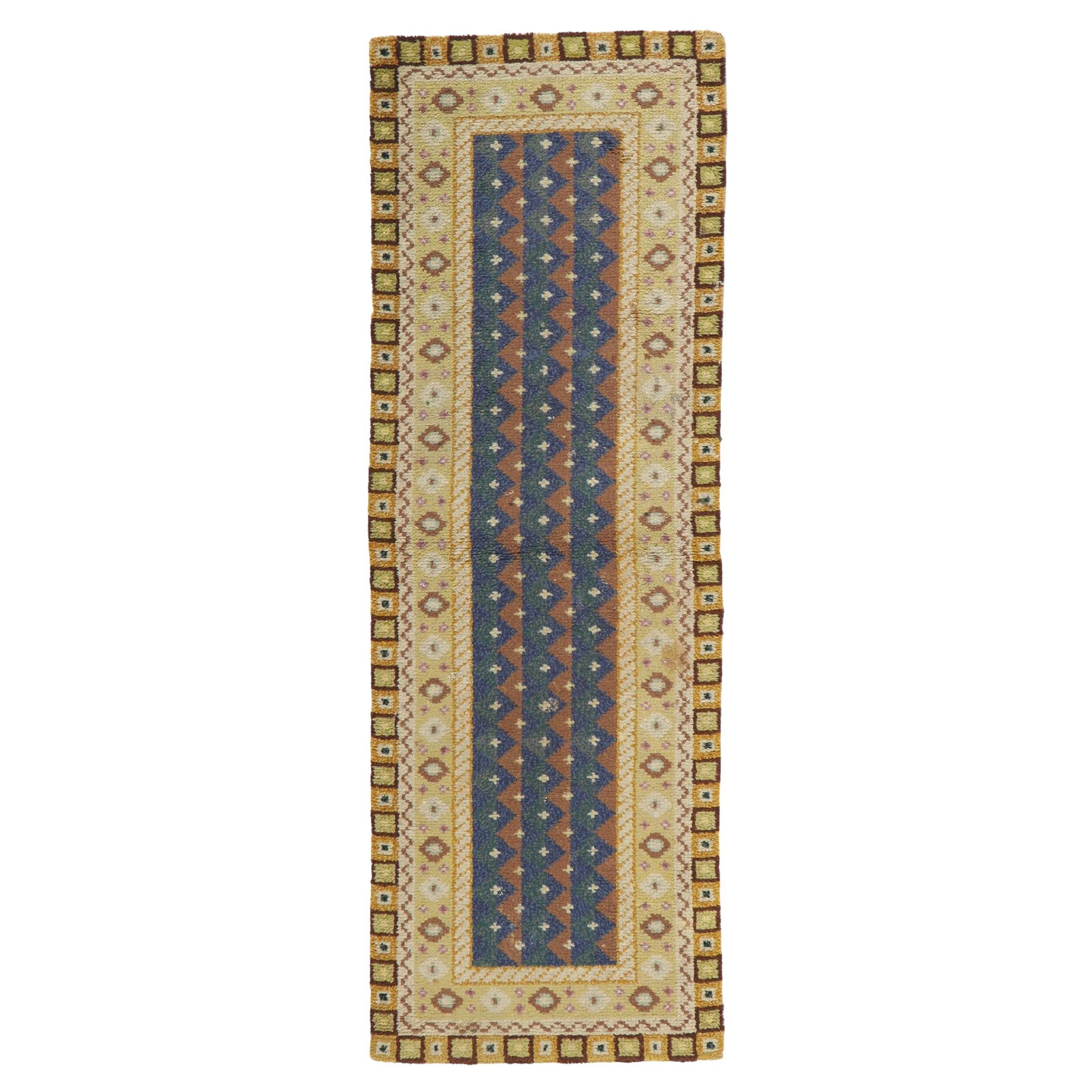 Tapis vintage finlandais Rya Ryijy avec style scandinave moderne