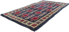 Vintage Finnish Rya Ryijy Rug with Union Jack Motifs and Cool Britannia Style