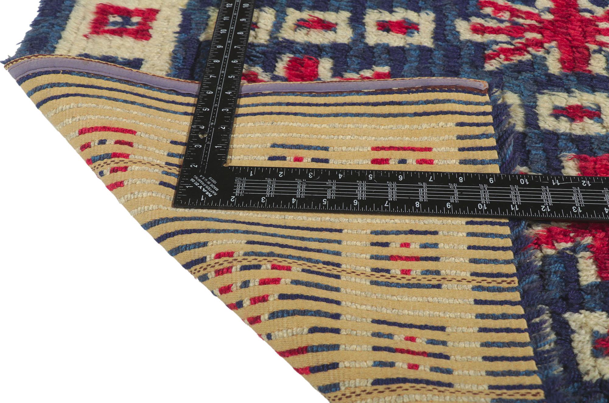 Noué à la main Tapis vintage finlandais Rya Ryijy avec motifs Union Jack et style Britannia froid en vente