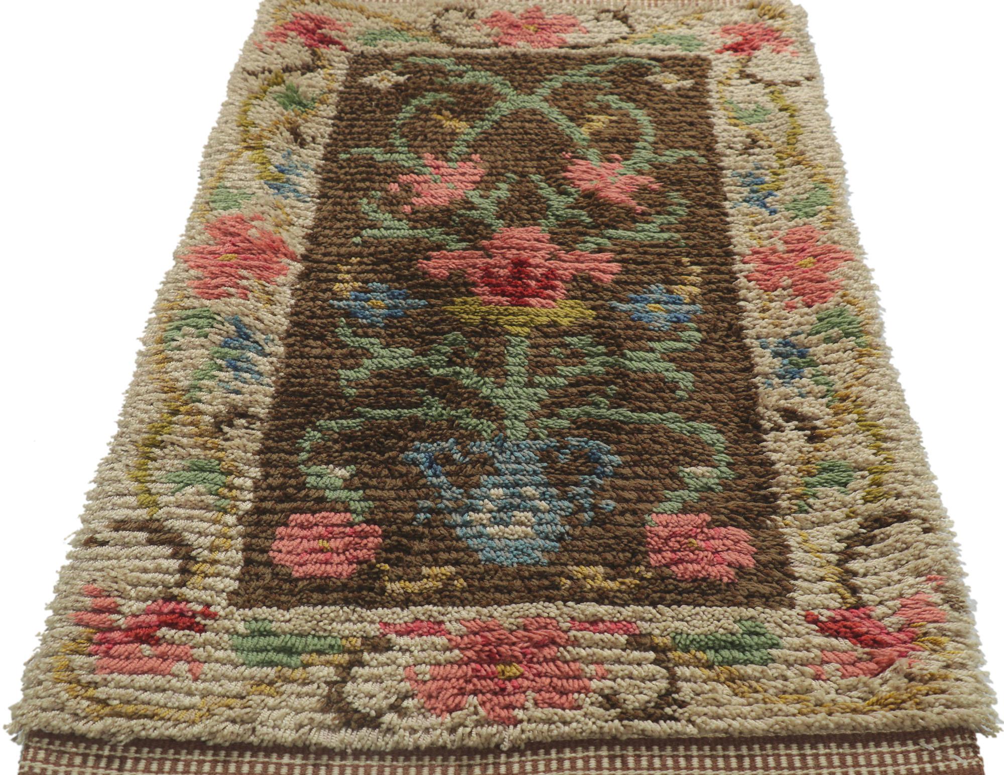 Finlandais Tapis vintage finlandais Ryijy Rya avec style artisanal moderne scandinave en vente