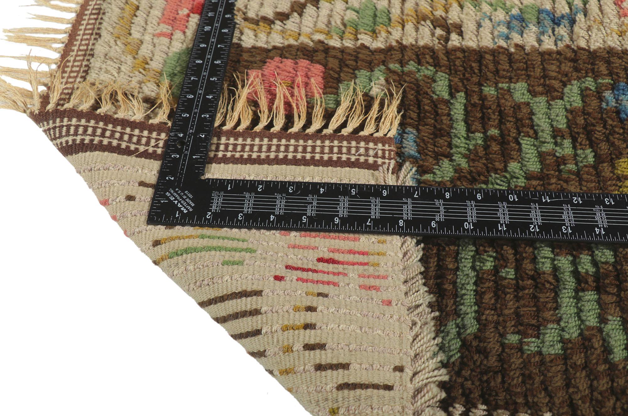 Noué à la main Tapis vintage finlandais Ryijy Rya avec style artisanal moderne scandinave en vente
