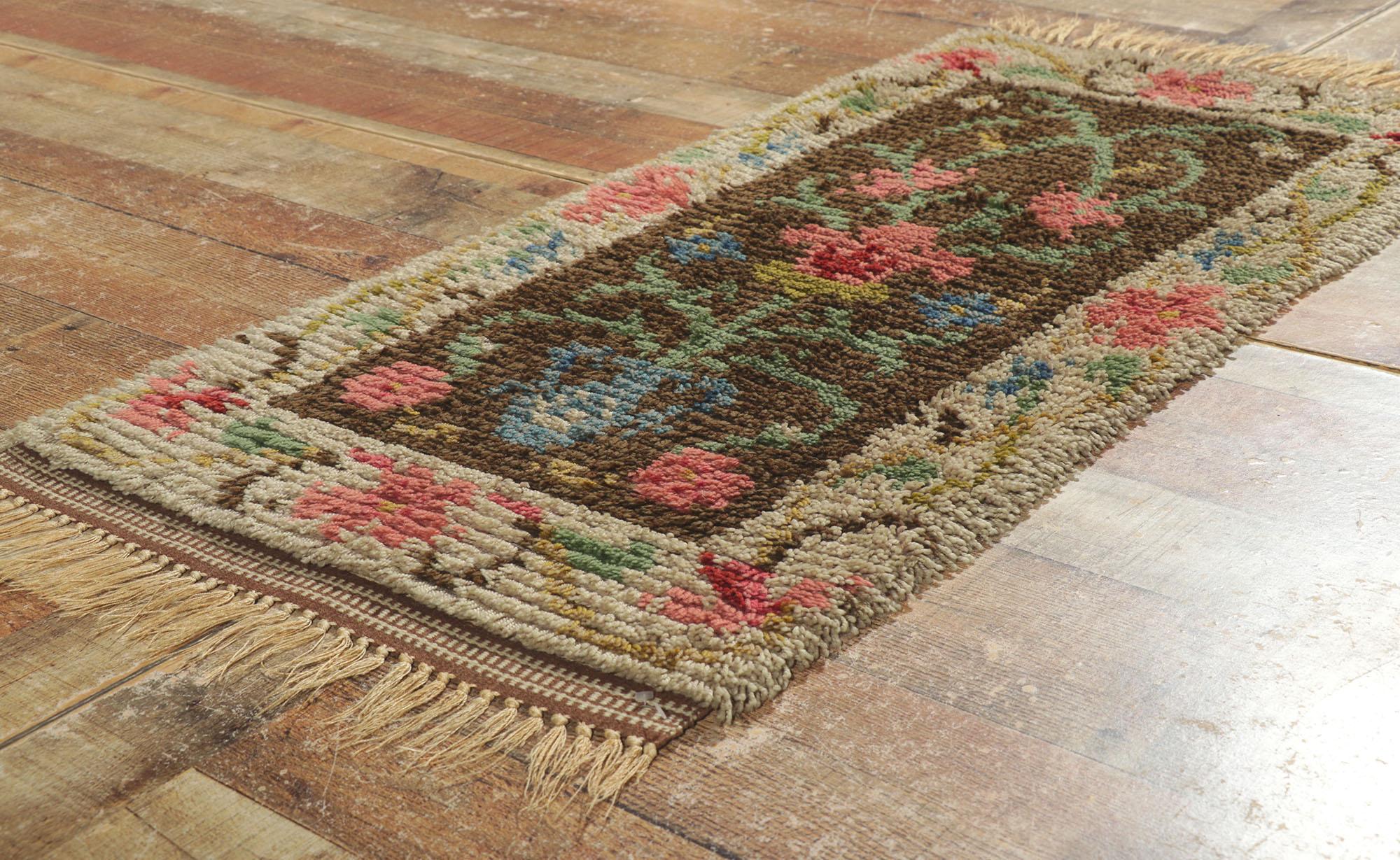 Tapis vintage finlandais Ryijy Rya avec style artisanal moderne scandinave Bon état - En vente à Dallas, TX