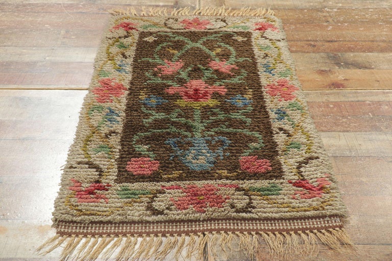 Vintage Finnish Ryijy Rya Rug with Scandinavian Modern Folk Art Style ...