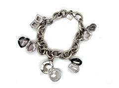 Vintage Finola Charm Bracelet with Picture Locket Charms Sterling Silver