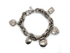 Vintage Finola Charm Bracelet with Picture Locket Charms Sterling Silver
