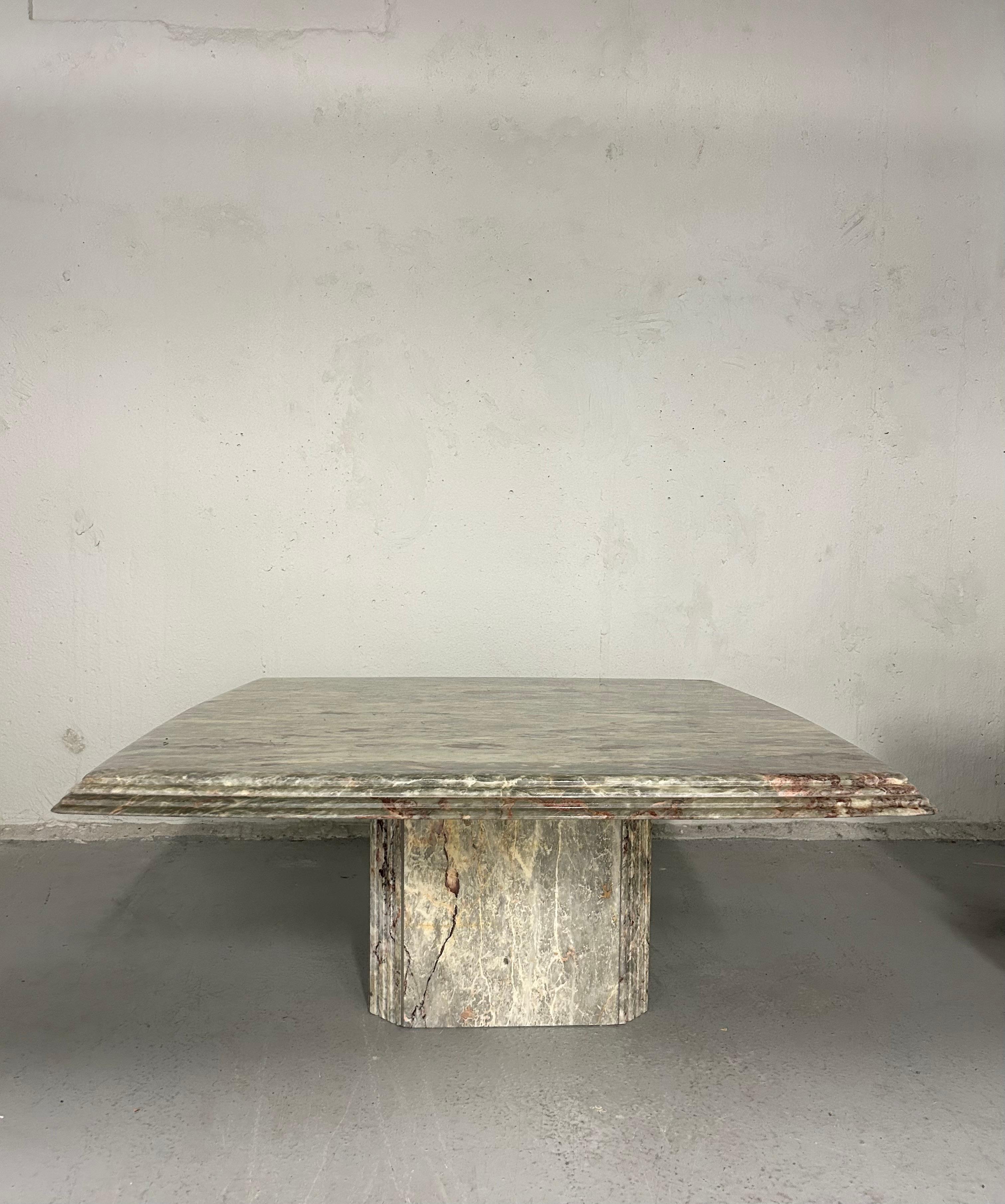 Vintage fior di pesco marble coffee table. Has beveled edge and slight curve to each side at the top. Had a protective screen on the top surface so the table has minimal wear. No chips or cracks, no scratches. 