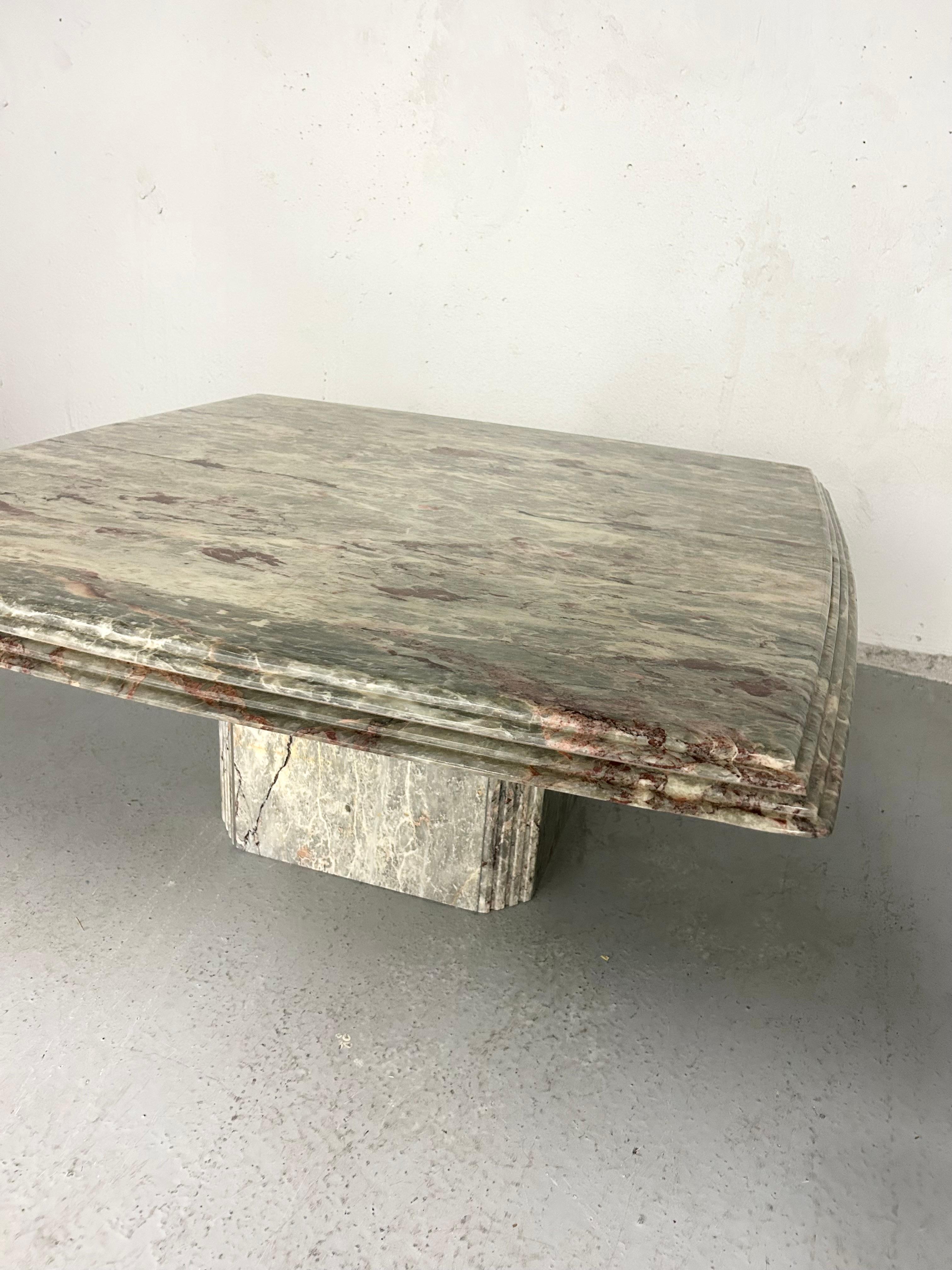 Vintage Fior di Pesco Marble Coffee Table In Good Condition In Brooklyn, NY
