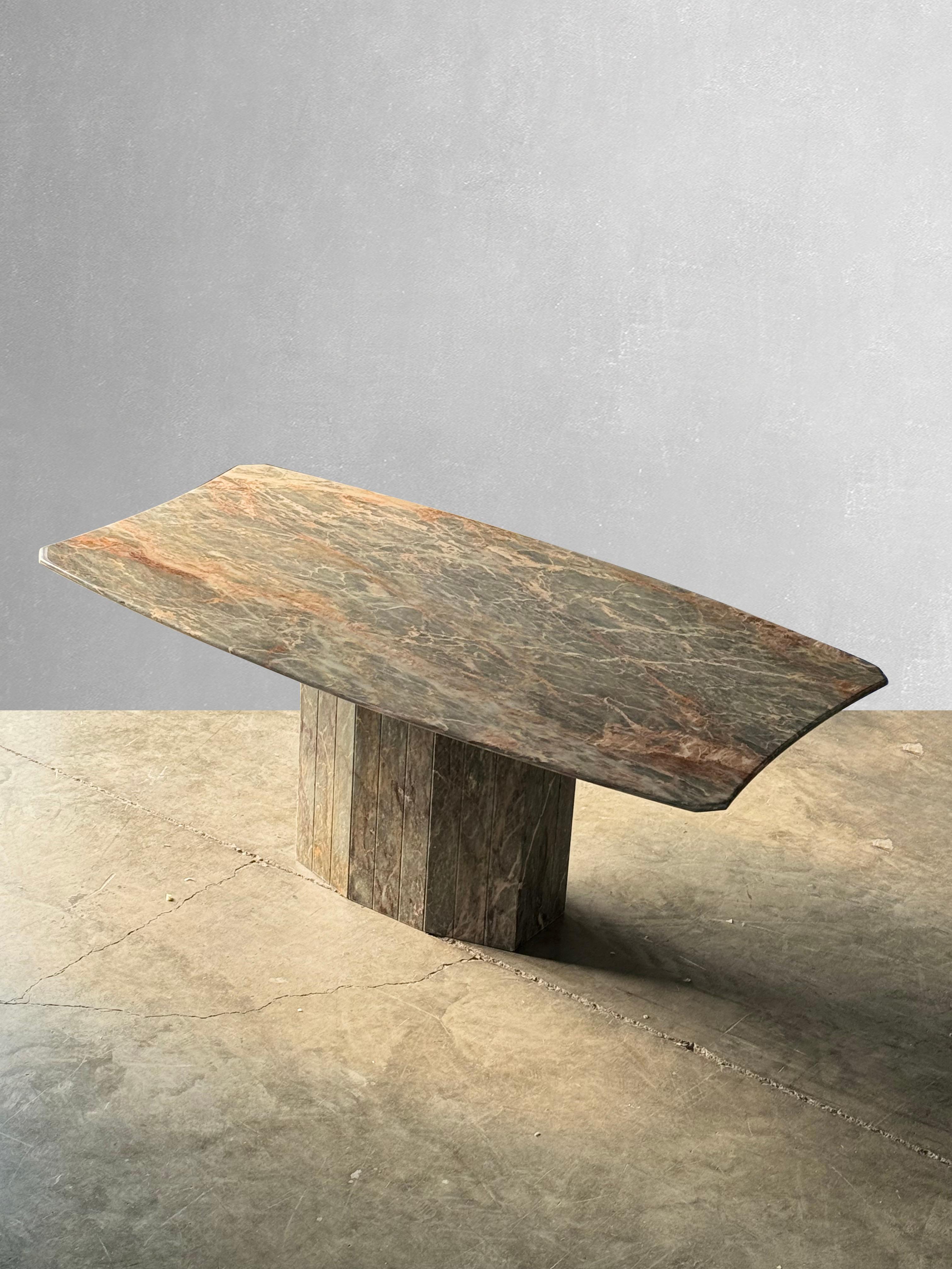Post-Modern Vintage Fior Di Pesco Marble Dining Table by Roche Bobois.