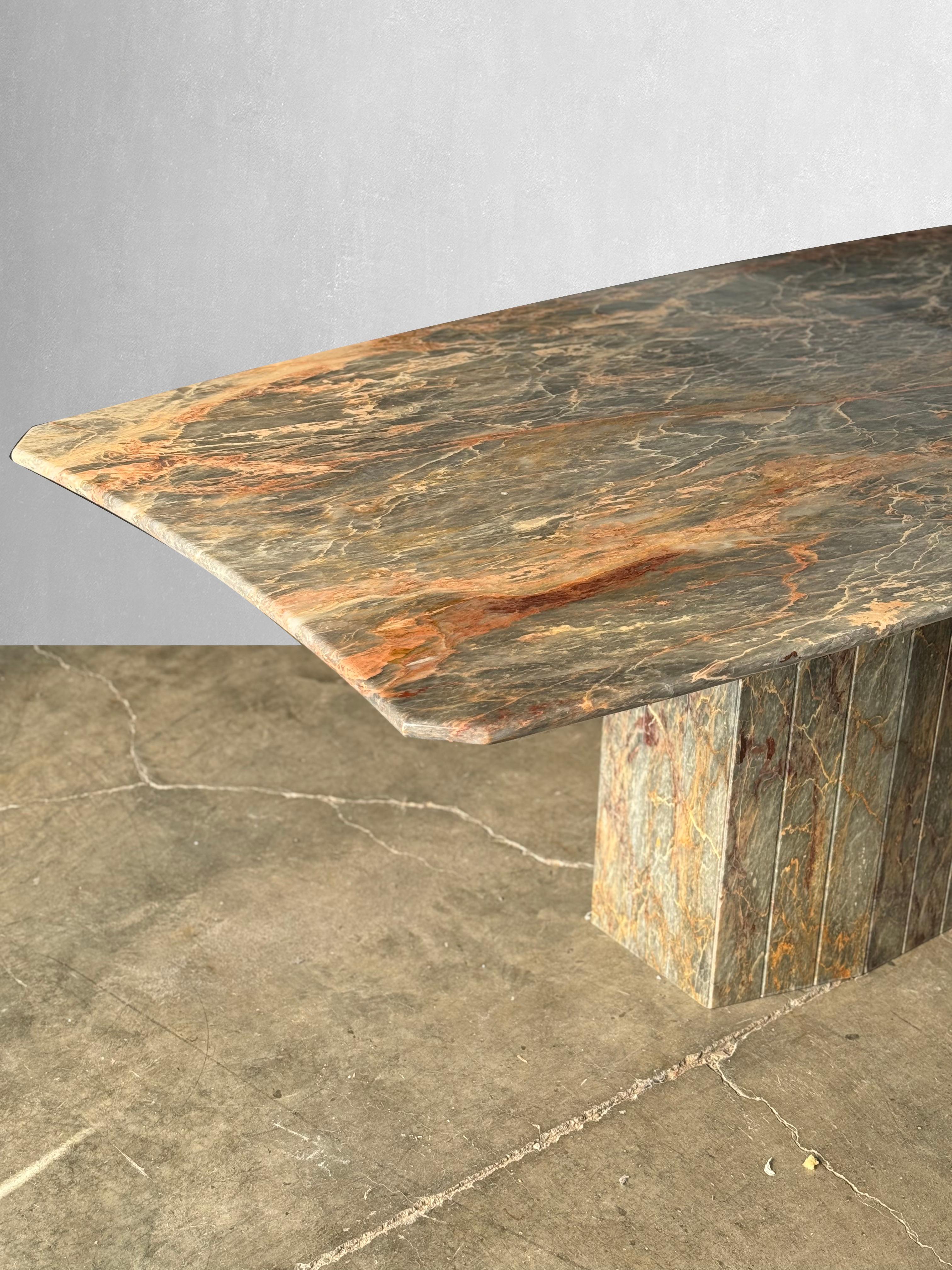 Late 20th Century Vintage Fior Di Pesco Marble Dining Table by Roche Bobois.