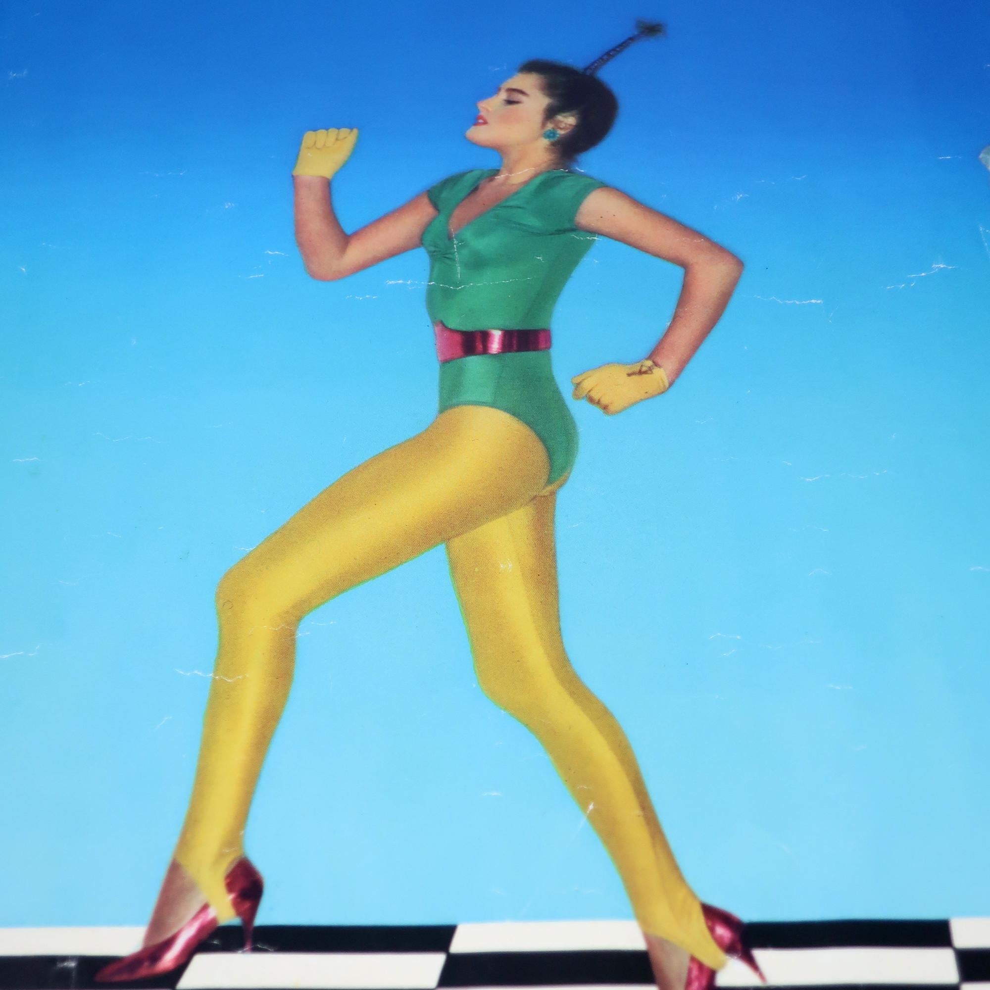 Postmoderne Affiche vintage Fiorucci « Dancing Ladies on Checkerboard » en vente