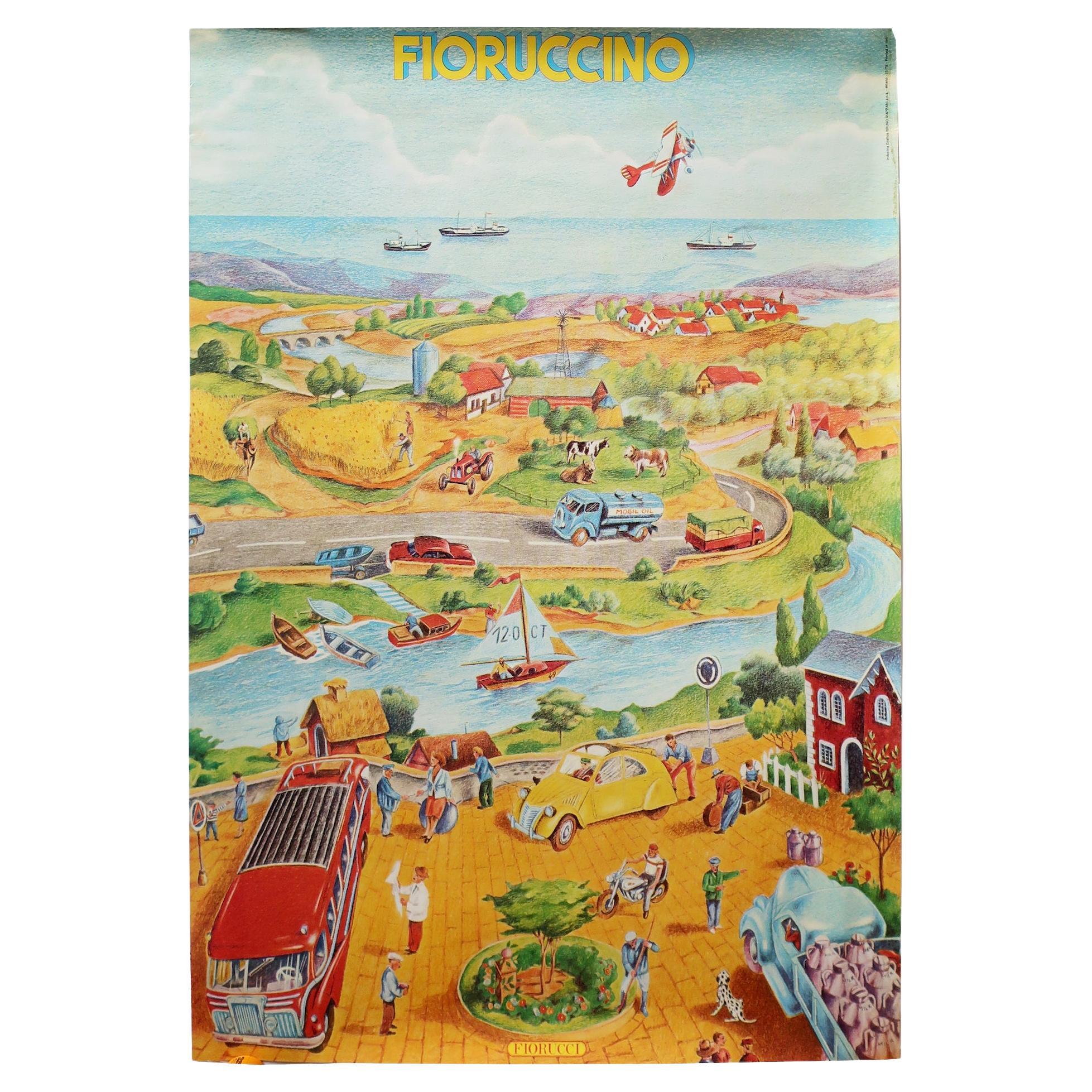 Vintage Fiorucci “Fioruccino” Illustrated Poster 1979 For Sale