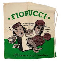 Vintage Fiorucci Screen Printed Fun Canvas Sling Laundry Bag Unused Early 1980s