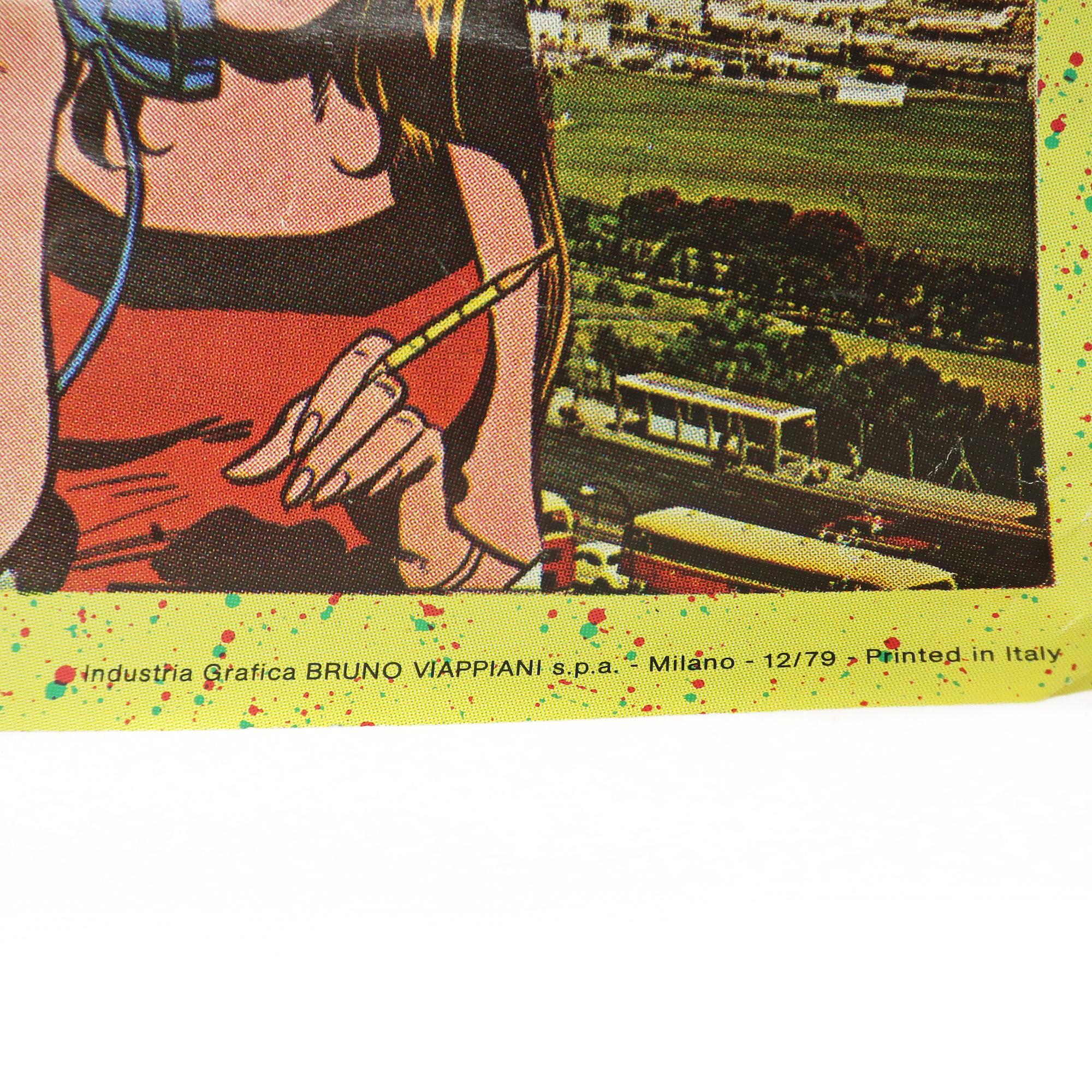 Affiche de voyage vintage Fiorucci Collage de cartes postales 1979 en vente 2