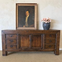 Vintage Fir 6 Drawer Double Door Cabinet c.1920