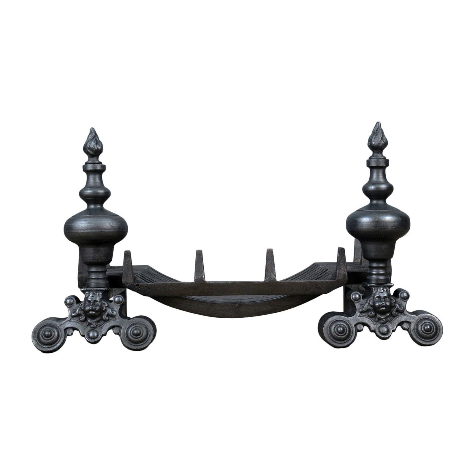 Vintage Fire Basket, Grate, Dogs, Andirons, English, Fireplace Accessory