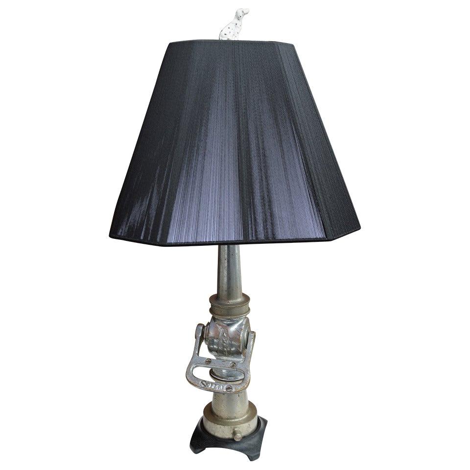 Vintage Fire Hose Nozzle Desk Lamp with Dalmatian Finial For Sale