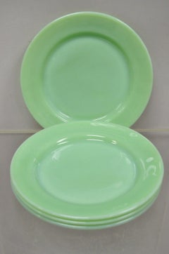 Vintage Fire King Jadeite Green Oven Ware Lunch Dinner Plate, 4 Pc Set