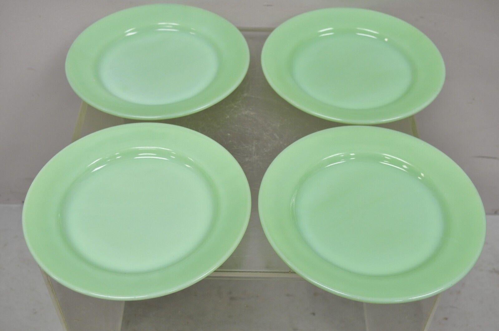 Glass Vintage Fire King Jadeite Green Oven Ware Lunch Dinner Plate, 4 Pc Set