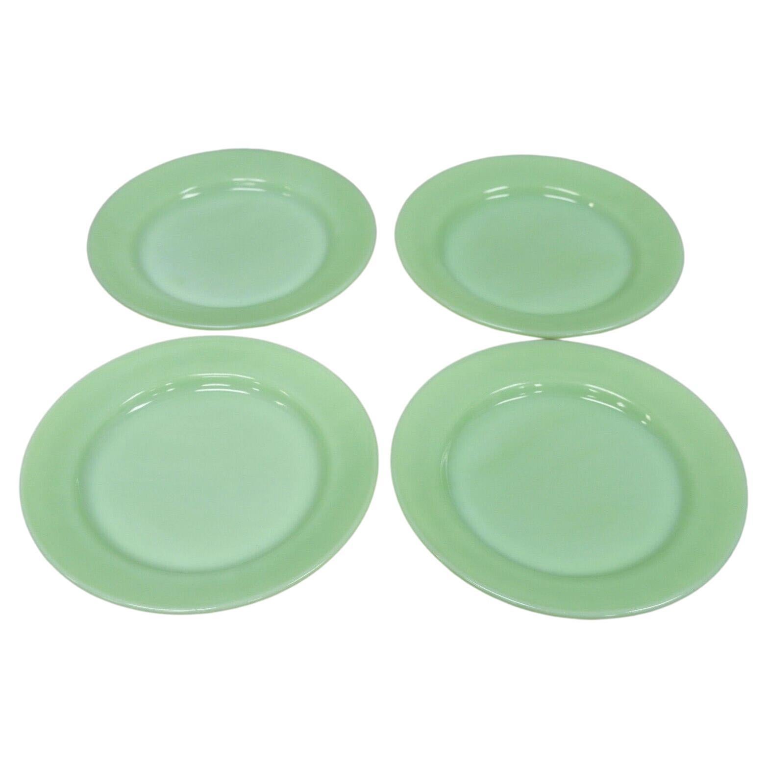 Vintage Fire King Jadeite Green Oven Ware Lunch Dinner Plate, 4 Pc Set